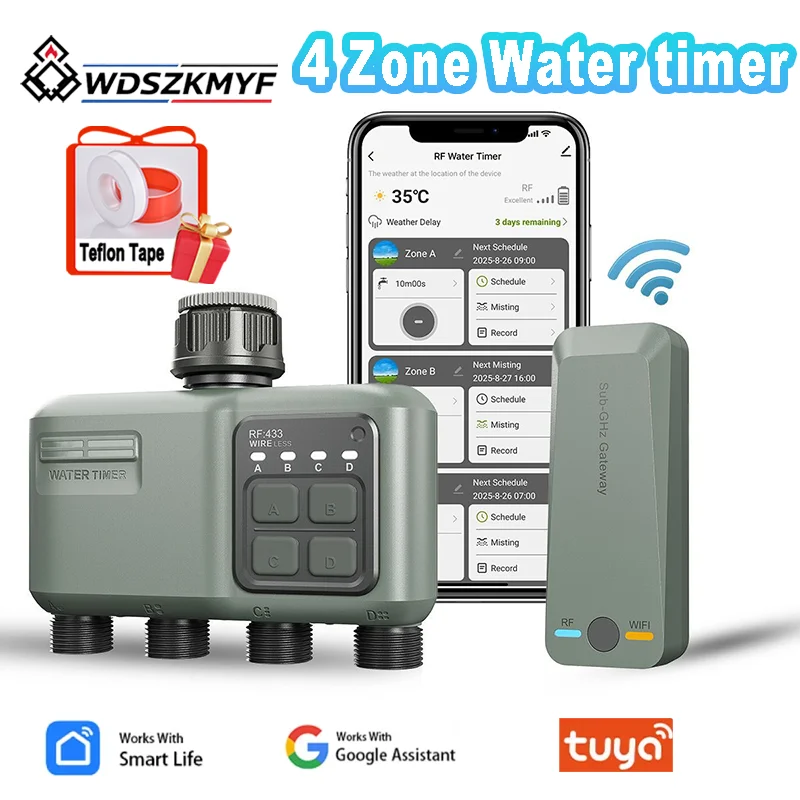 Smart Garden Iot - ระบบรดน้ำต้นไม้อัตโนมัติพร้อมตัวตั้งเวลาอัจฉริยะ WiFi RF433 สำหรับ 4 หัวจ่ายน้ำ